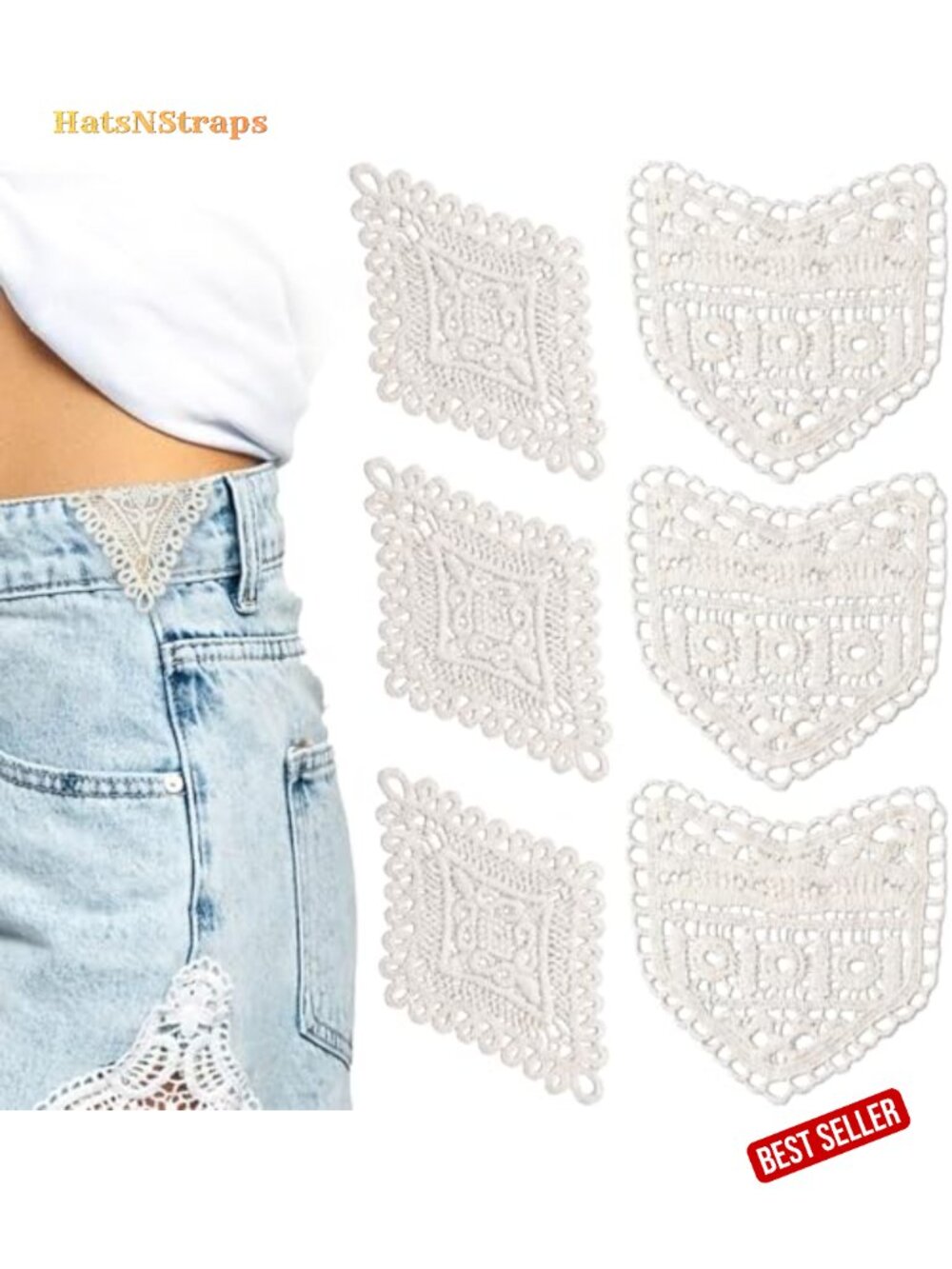 6PC Lace Waist Extenders for Jeans Sewing Fastener Pant Waistband